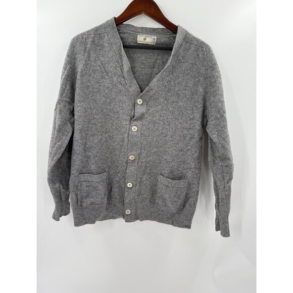 Vintage James Pringle Holm Woolen Mills Inverness Gray wPockets SIZE 40 Cardigan - Picture 3 of 13